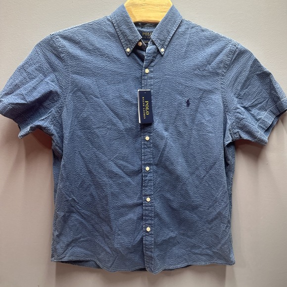 Polo Ralph Lauren RL Untucked Fit Other - Polo Ralph Lauren RL Untucked Fit Seersucker Shirt Men's Size XL Classic Indigo